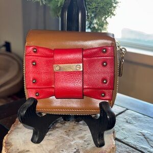 Chloe Red and Brown Clutch